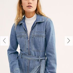Free People Denim Jumpsuit